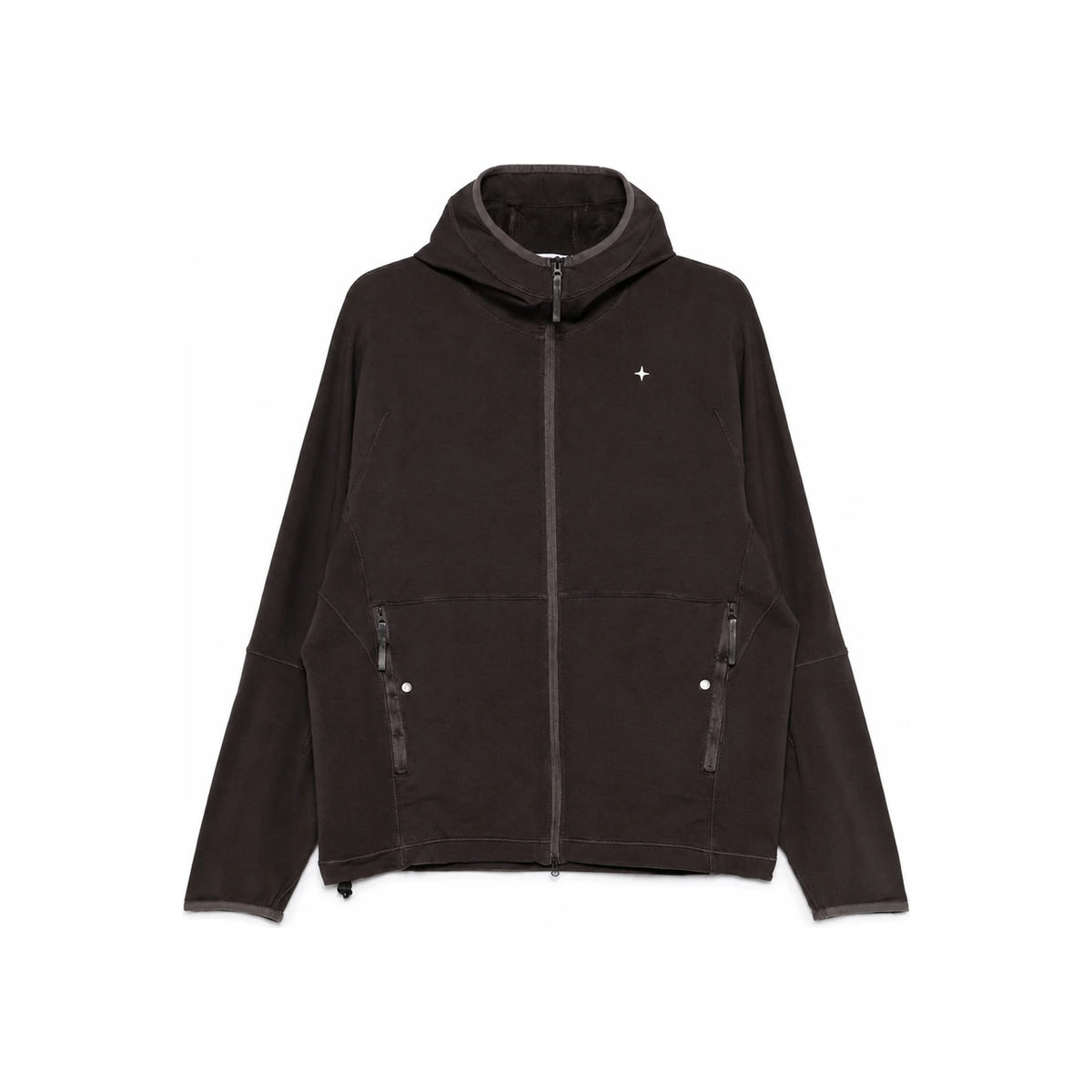 STONE ISLAND Stellina Logo Hooded Zip Jacket Men Green Cotton