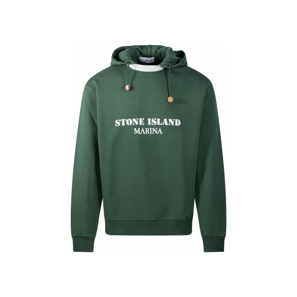 STONE ISLAND Logo Print Pullover Hoodie Sweatshirt for Men Navy Cotton