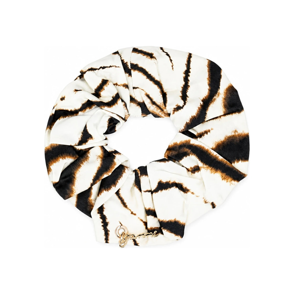 GANNI Animal Print Stretch Satin Scrunchie Hairband