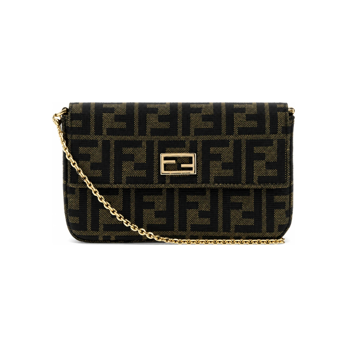 FENDI FF Jacquard Tube Chain Wallet Shoulder Bag