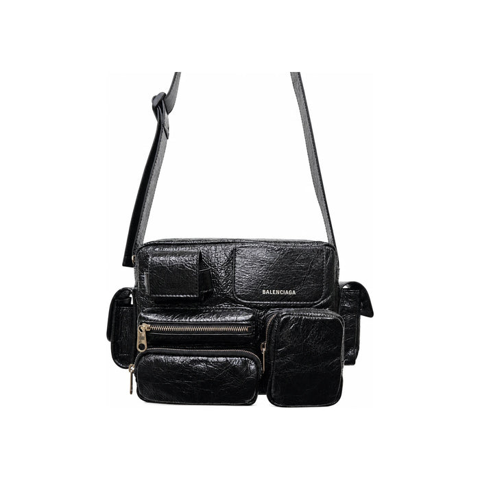 BALENCIAGA Black Supple Leather Camera Crossbody Bag
