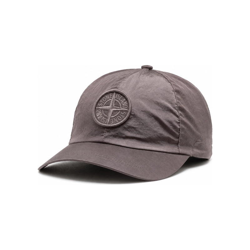 STONE ISLAND Logo Embroidered Nylon Cap Purple Gray