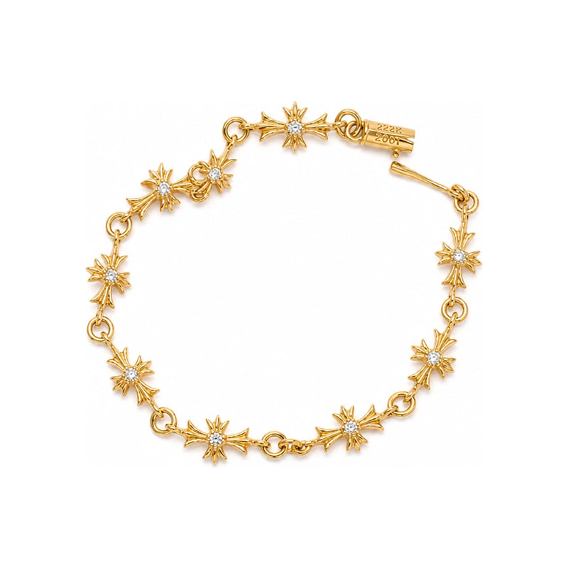 Chrome Hearts 22K Tiny E CH Full Pave Diamond Bracelet