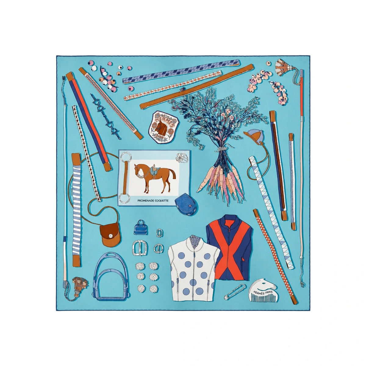 HERMES Promenade Coquette Silk Scarf 70cm Women