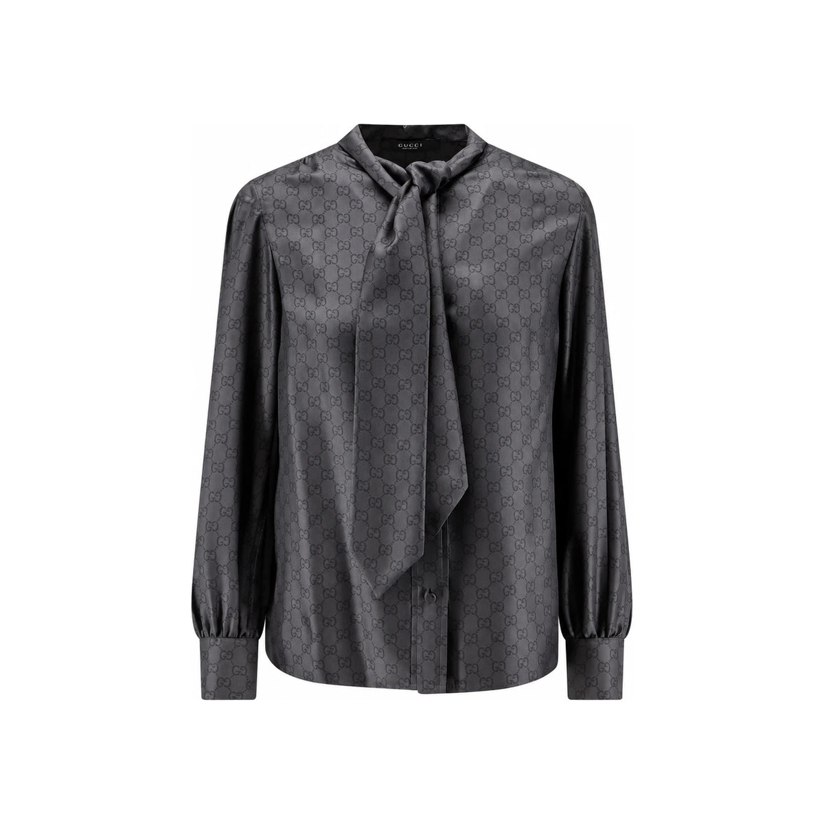 GUCCI Long Sleeve Button-Up Shirt Black Cotton