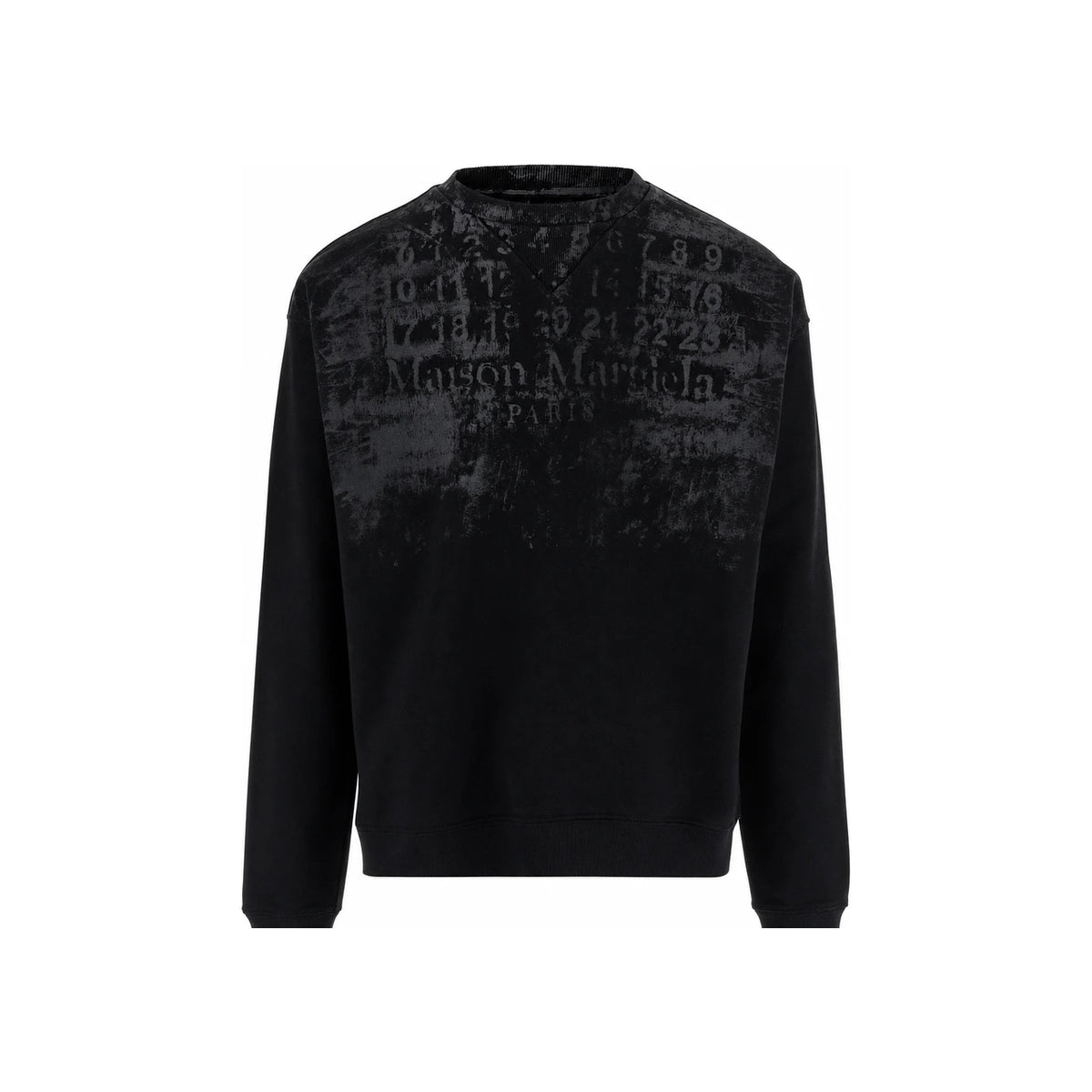 Maison Margiela Black Numbers Logo Sweatshirt Men Cotton Pullover