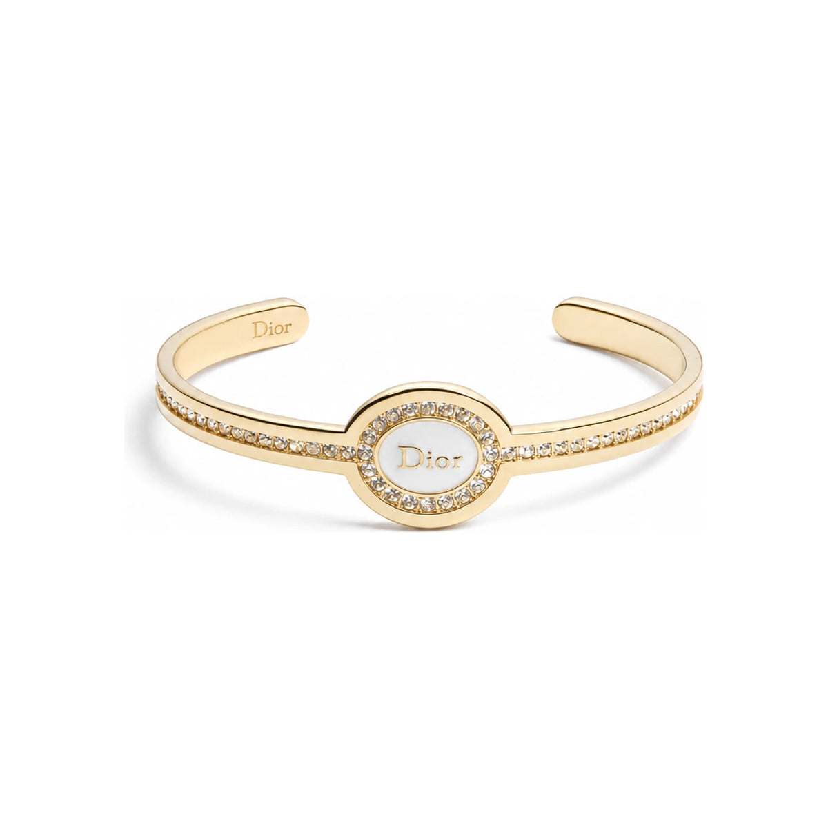 DIOR Gold-Finish Metal Crystal White Lacquer Core Bangle Bracele B4006WOMLQ D301