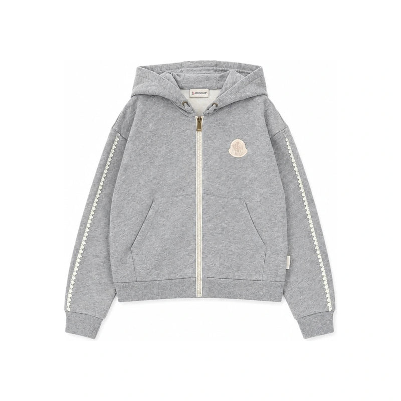 Moncler Women’s Crochet Logo Patch Fleece Zip Hoodie Melange G 8G00017 899PS 980