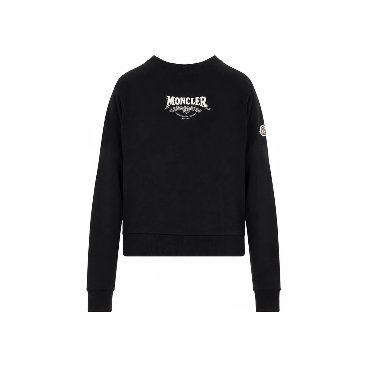 Moncler Black Cotton Logo Sweatshirt for Women