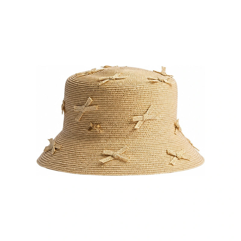 DIOR Teddy D Narrow Brim Bucket Hat Natural Raffia-Effect Fibe CPB06222ESTR C101