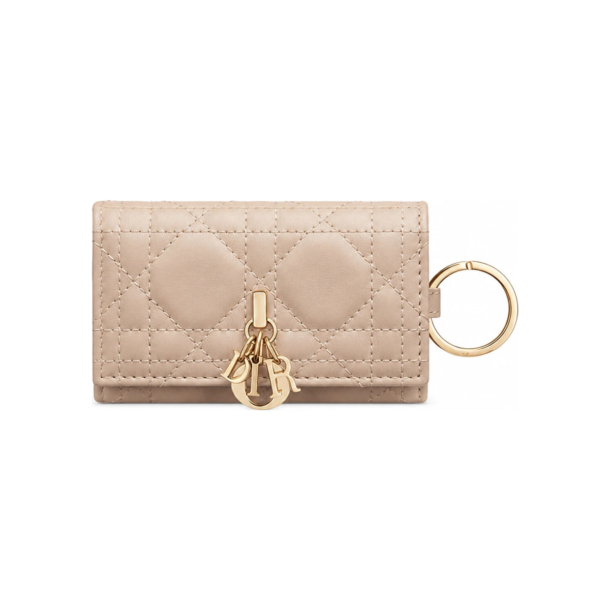 DIOR My Dior Aster Powder Beige Cannage Lambskin Key Case Keyring S0983ONMJ M51U