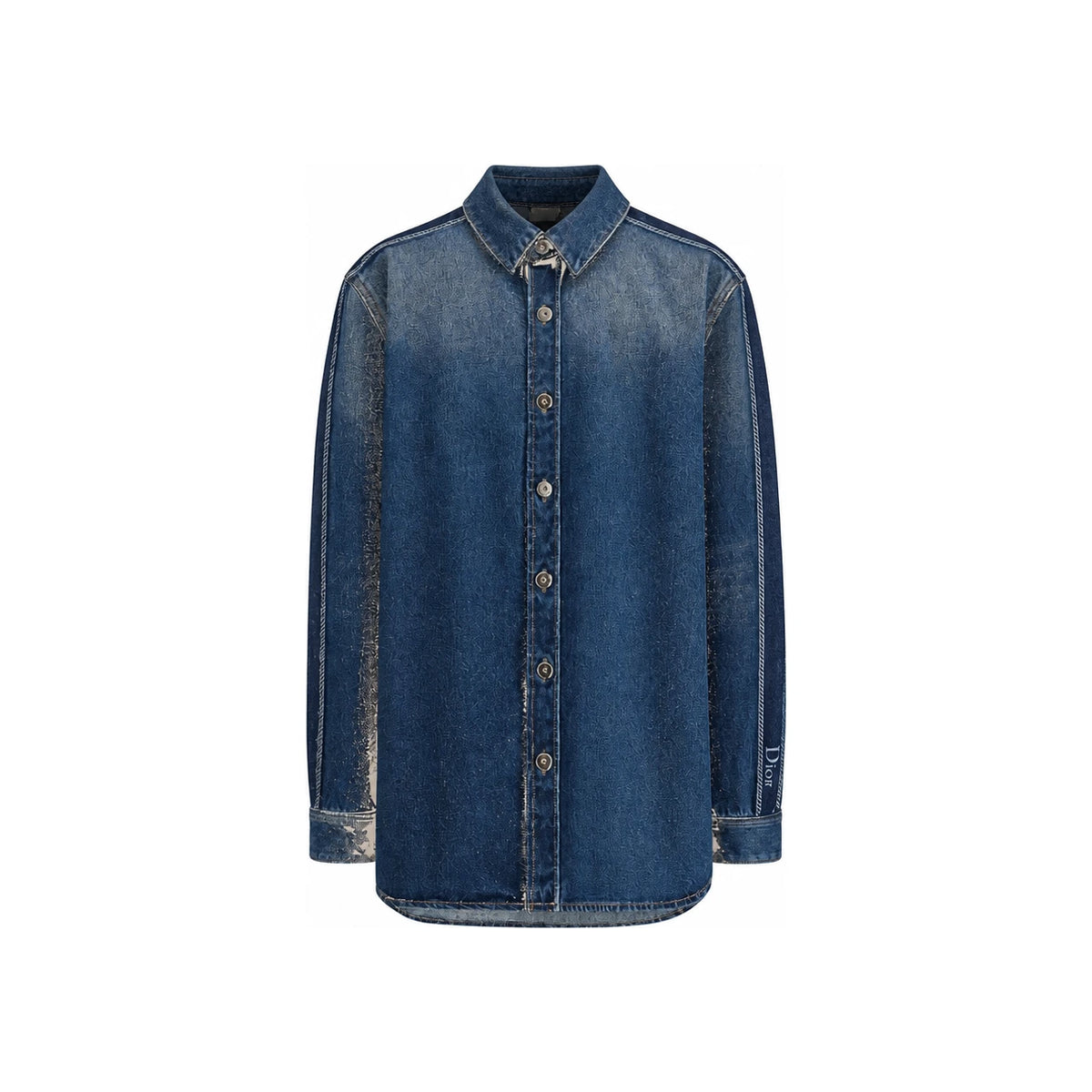 DIOR Blue Stonewashed Cotton Denim Blouse 642B37A3E58X5300