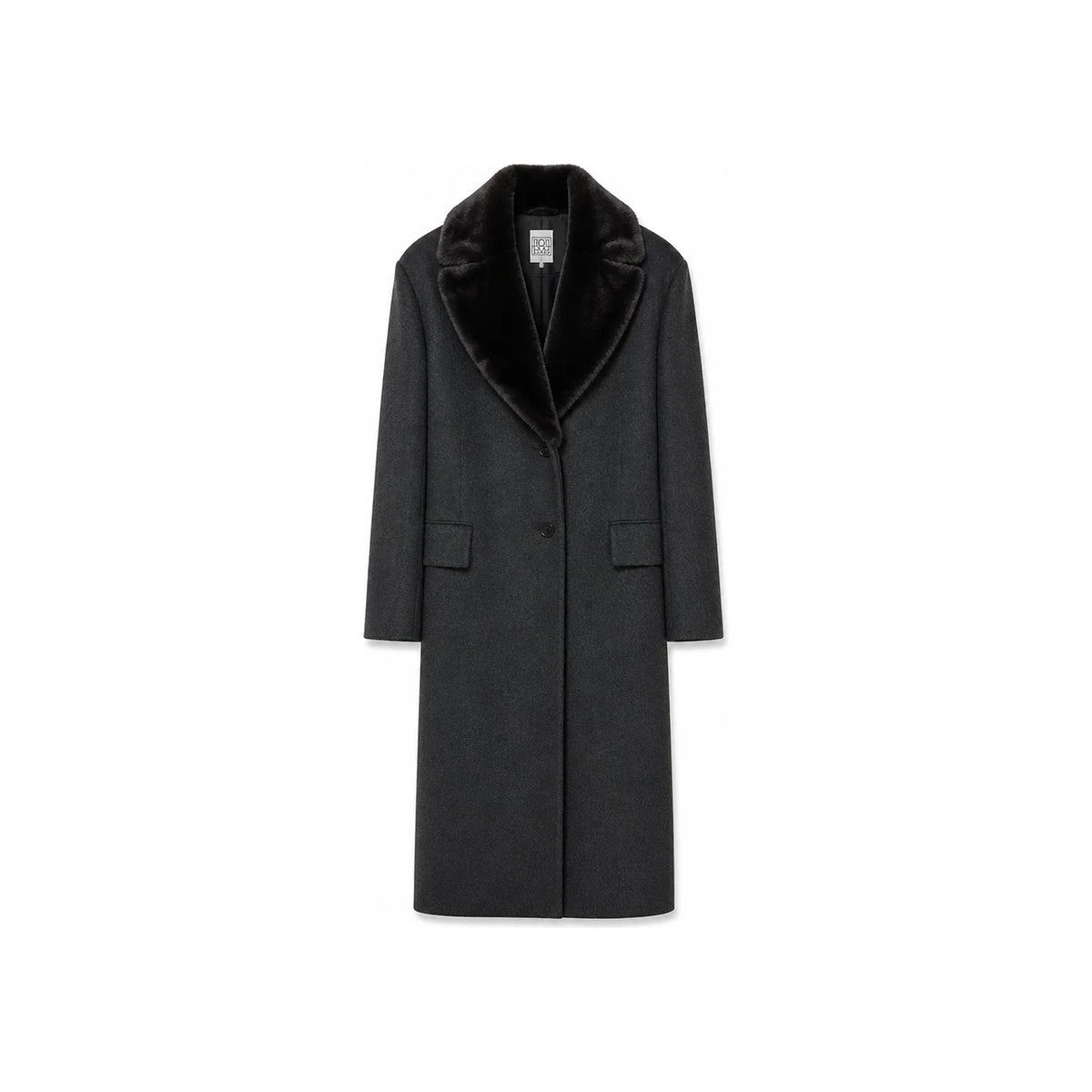 Toteme Shearling Collar Wool Coat Women Charcoal 234 WRT WOU048 FB0005