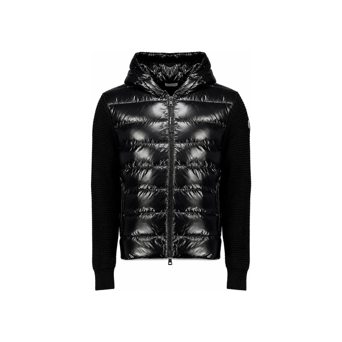 Moncler Black Wool Zip-Up Cardigan