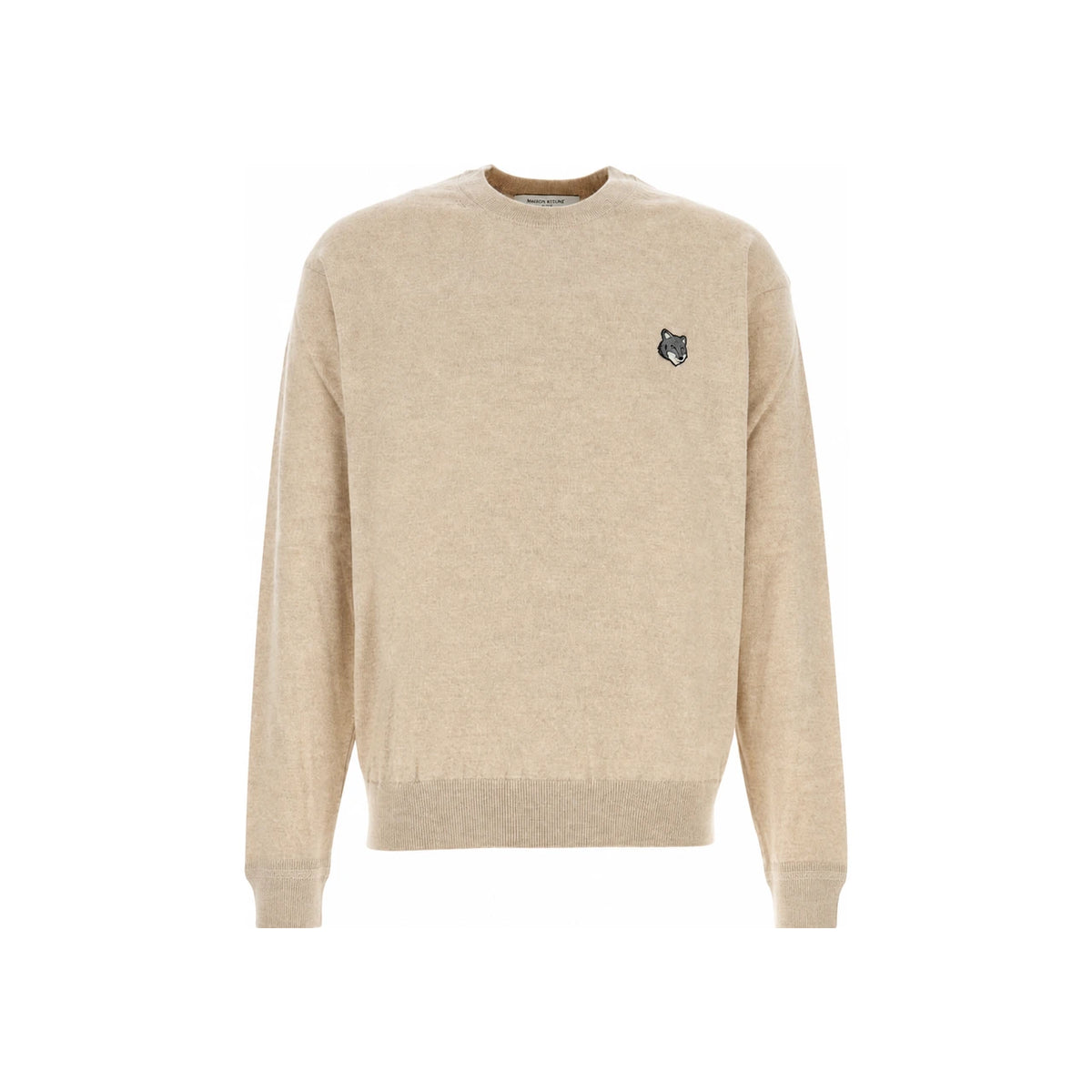 Maison Kitsune Light Beige Melange Wool Crewneck Sweater Men