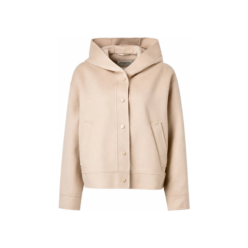 Max Mara Virgin Wool Cropped Hooded Jacket Sand 2625086041 031