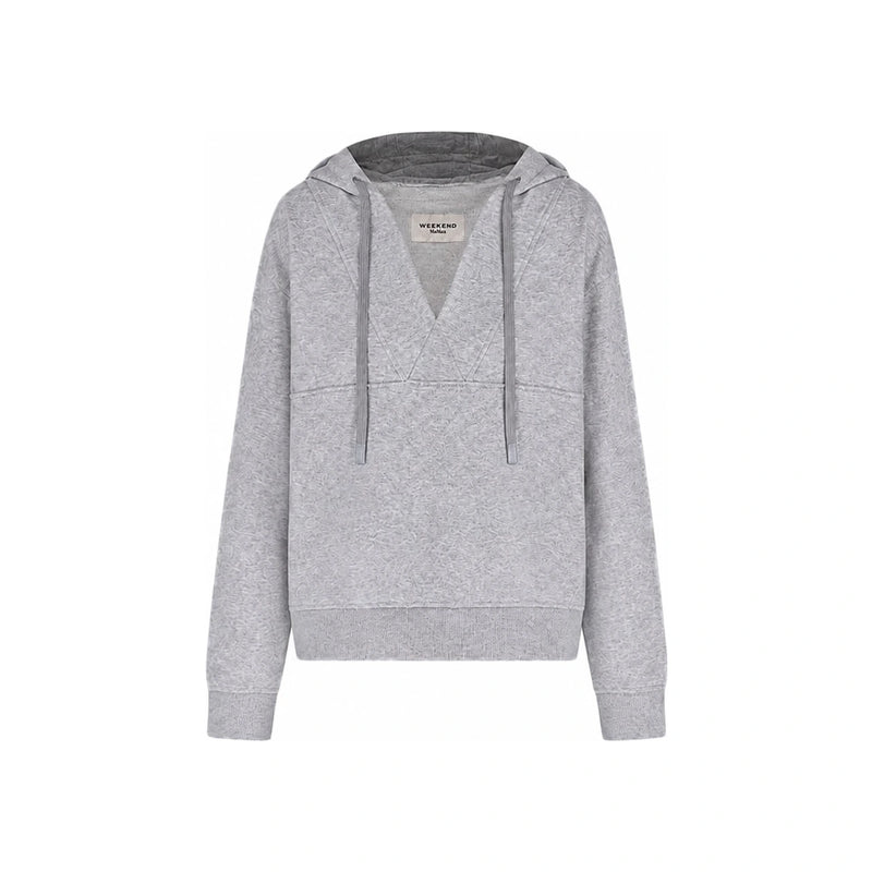 Max Mara Grey Jersey V-Neck Hoodie Top 2625926011 003