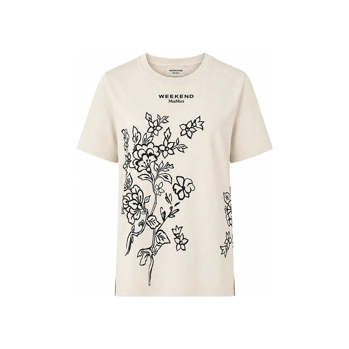 Max Mara Natural Flower Print Short Sleeve T-Shirt 262597 6041 003