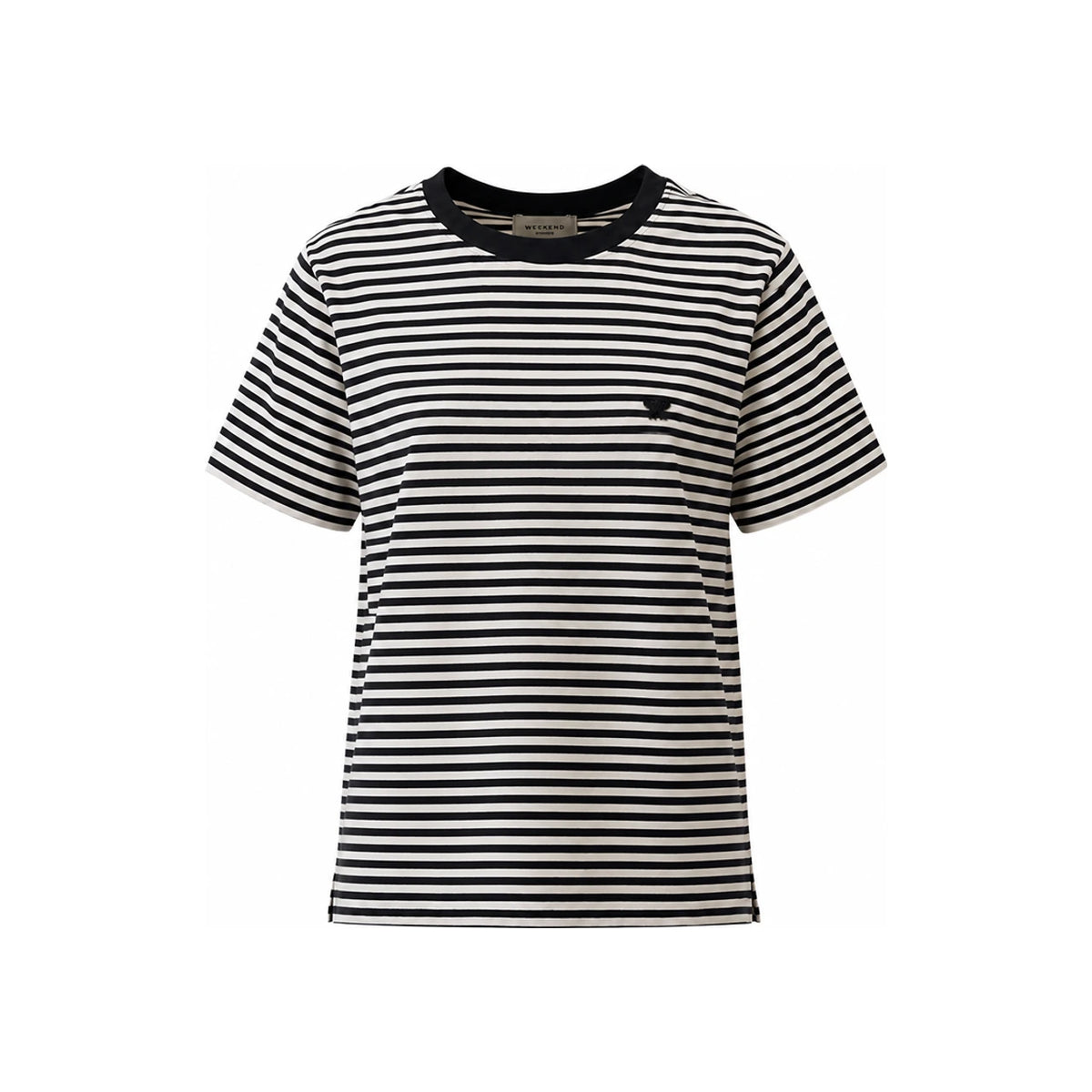 Max Mara Logo Embroidered Short Sleeve T-Shirt Black Ivory 262597 6031 012