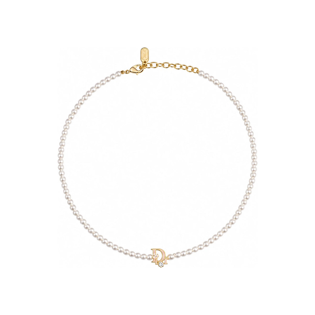 DIOR Precious Clover Necklace Gold-Tone Metal White Resin Pearl C N4065WOMLQD216