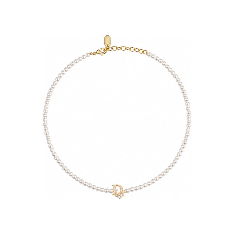 DIOR Precious Clover Necklace Gold-Tone Metal White Resin Pearl C N4065WOMLQD216