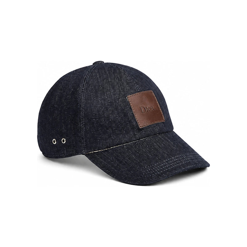 DIOR Deep Blue Cotton Denim Label Cap 693C906A3353 C587