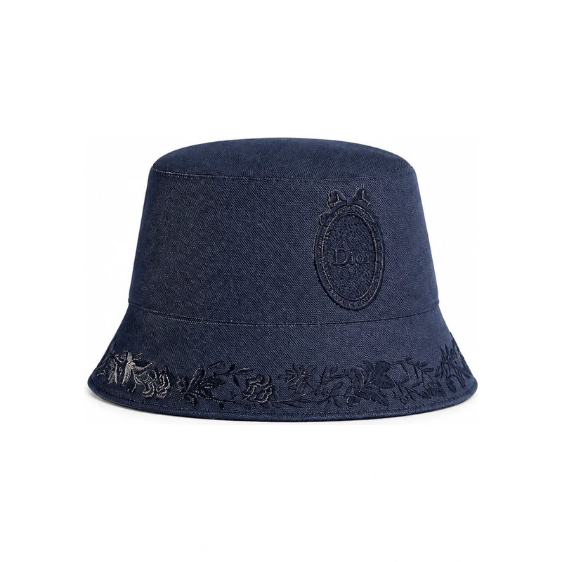 DIOR Teddy D Dior Medallion Narrow Brim Bucket Hat Navy Blue C CPB06220ECOT C540