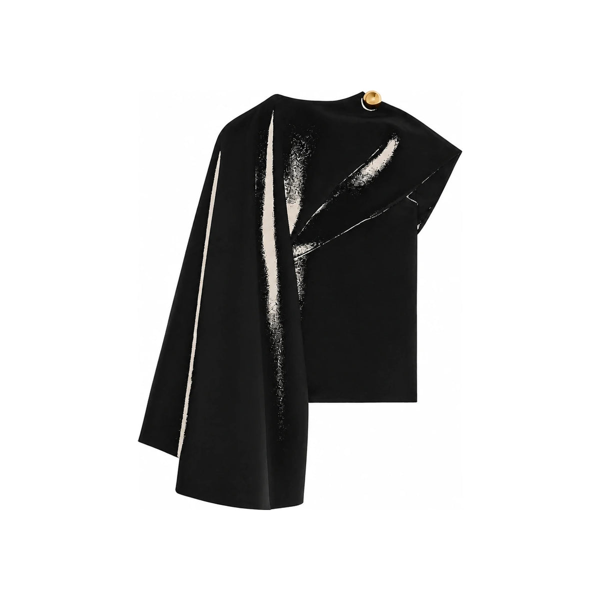CELINE Drape Top Wool Silk Black Long Sleeve Shirt RX0JG0T53 38NO