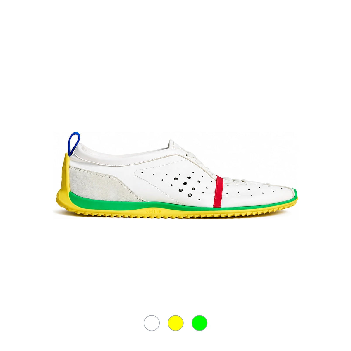 CELINE White Leather Low-Top Sneakers