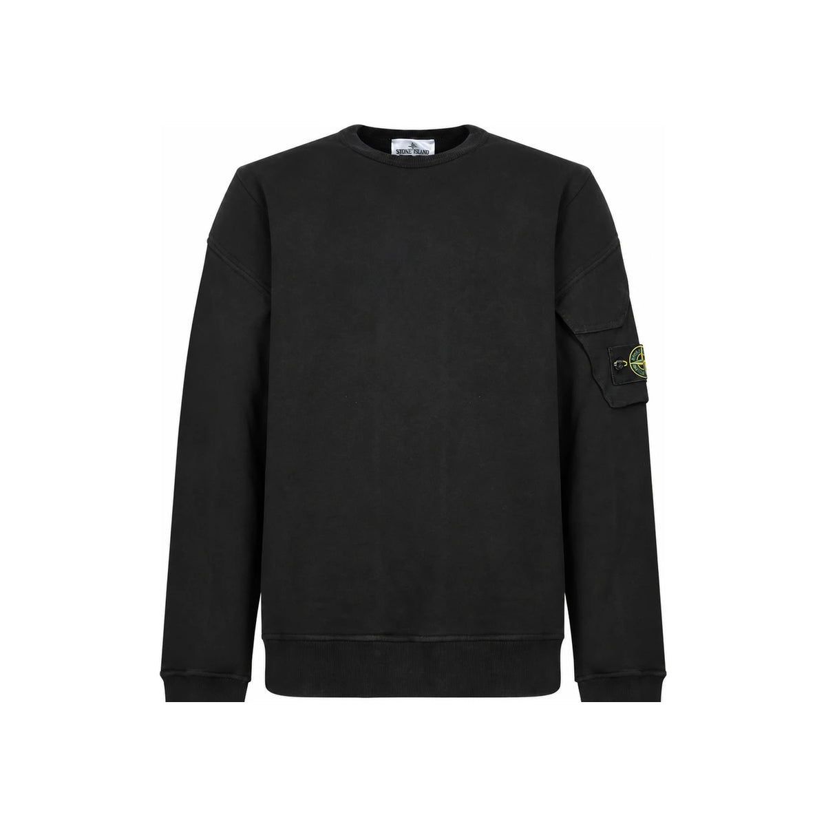 STONE ISLAND Black Cotton Pullover Sweatshirt for Men