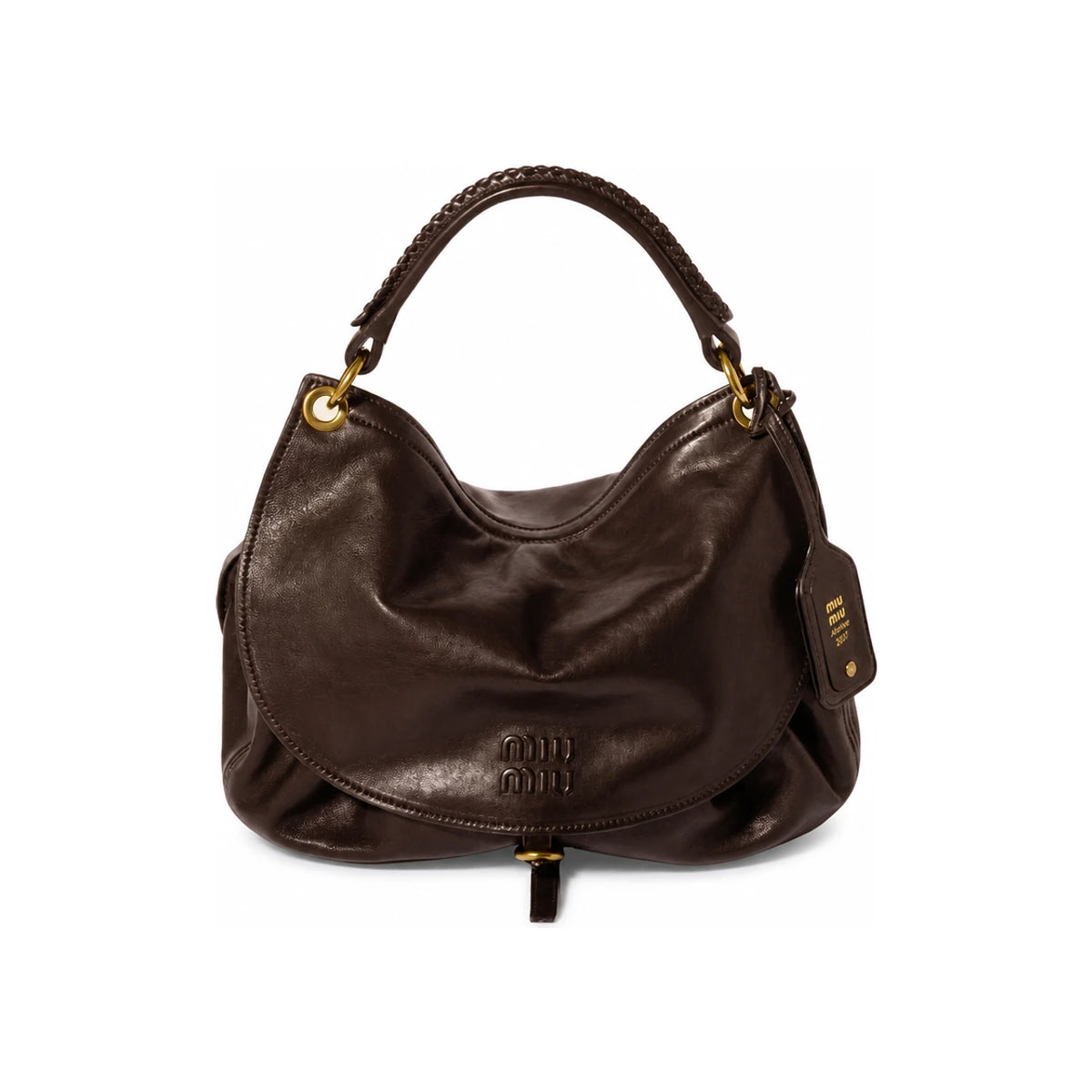 Miu Miu Rendezvous Leather Shoulder Bag 5BC219 2BBL F0NBL