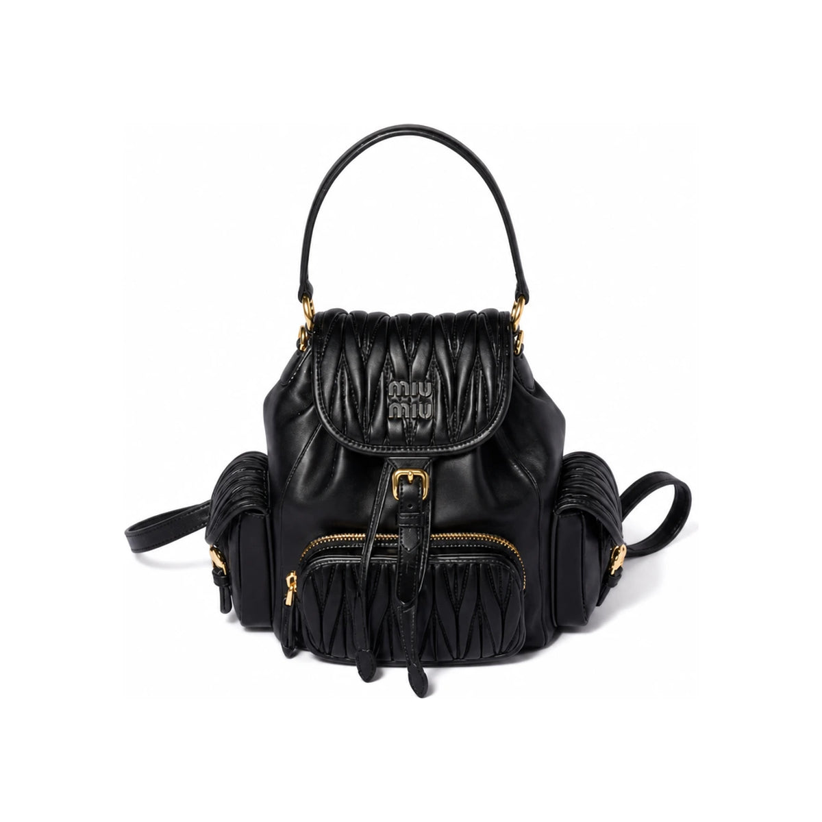 Miu Miu Matelassé Nappa Leather Backpack Black 5BZ043 AN88 F0002
