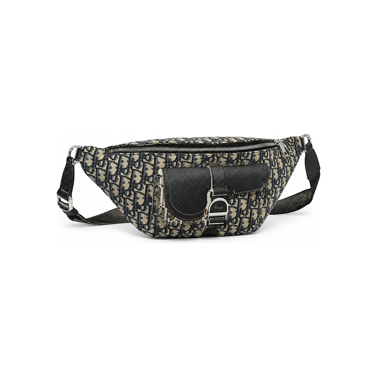 DIOR Saddle Heritage Belt Bag Beige/Black Oblique Jacquard Black 1ADBO097YKVH27E