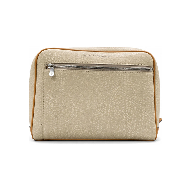 Brunello Cucinelli Beige Leather Travel Pouch