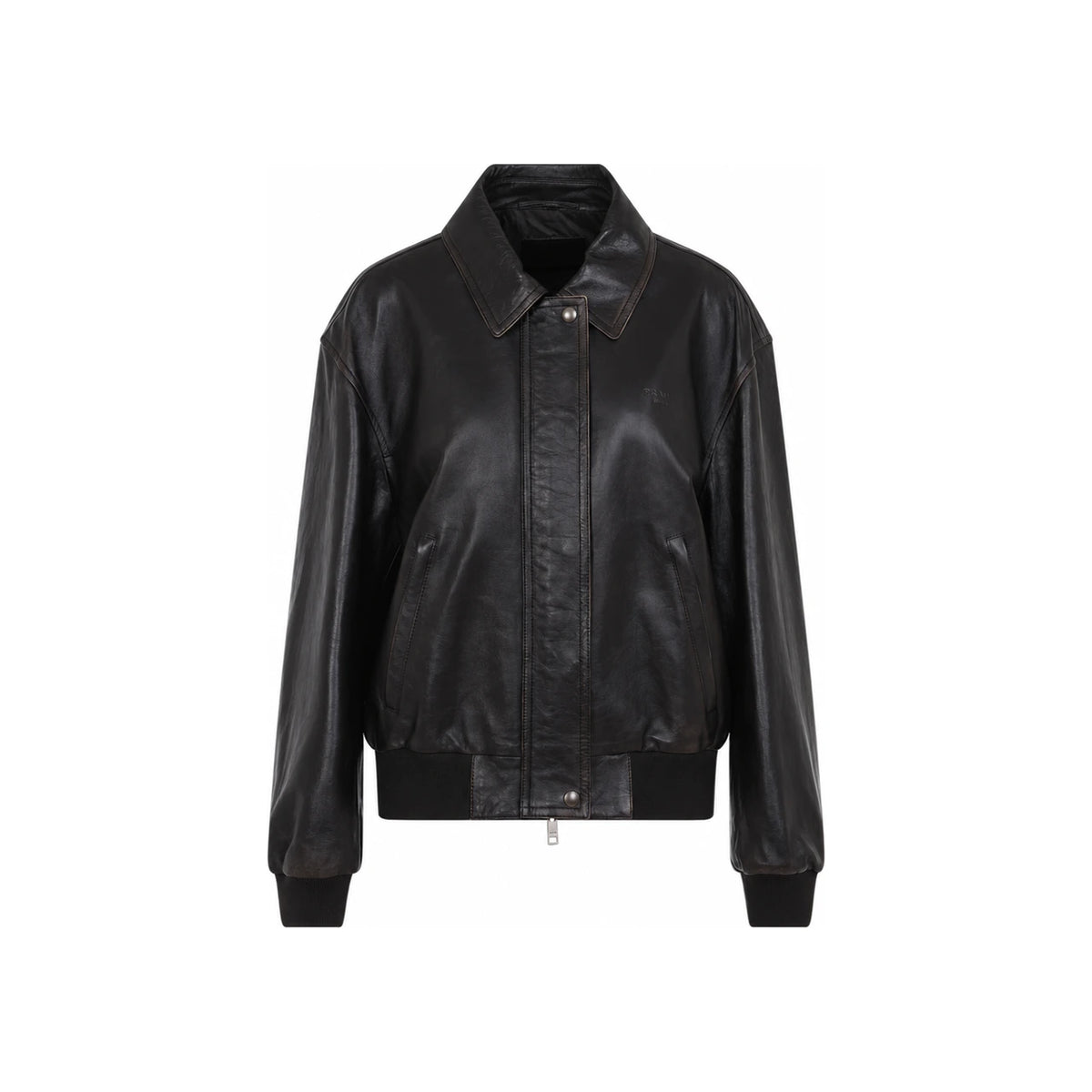 PRADA Black Leather Bomber Jacket