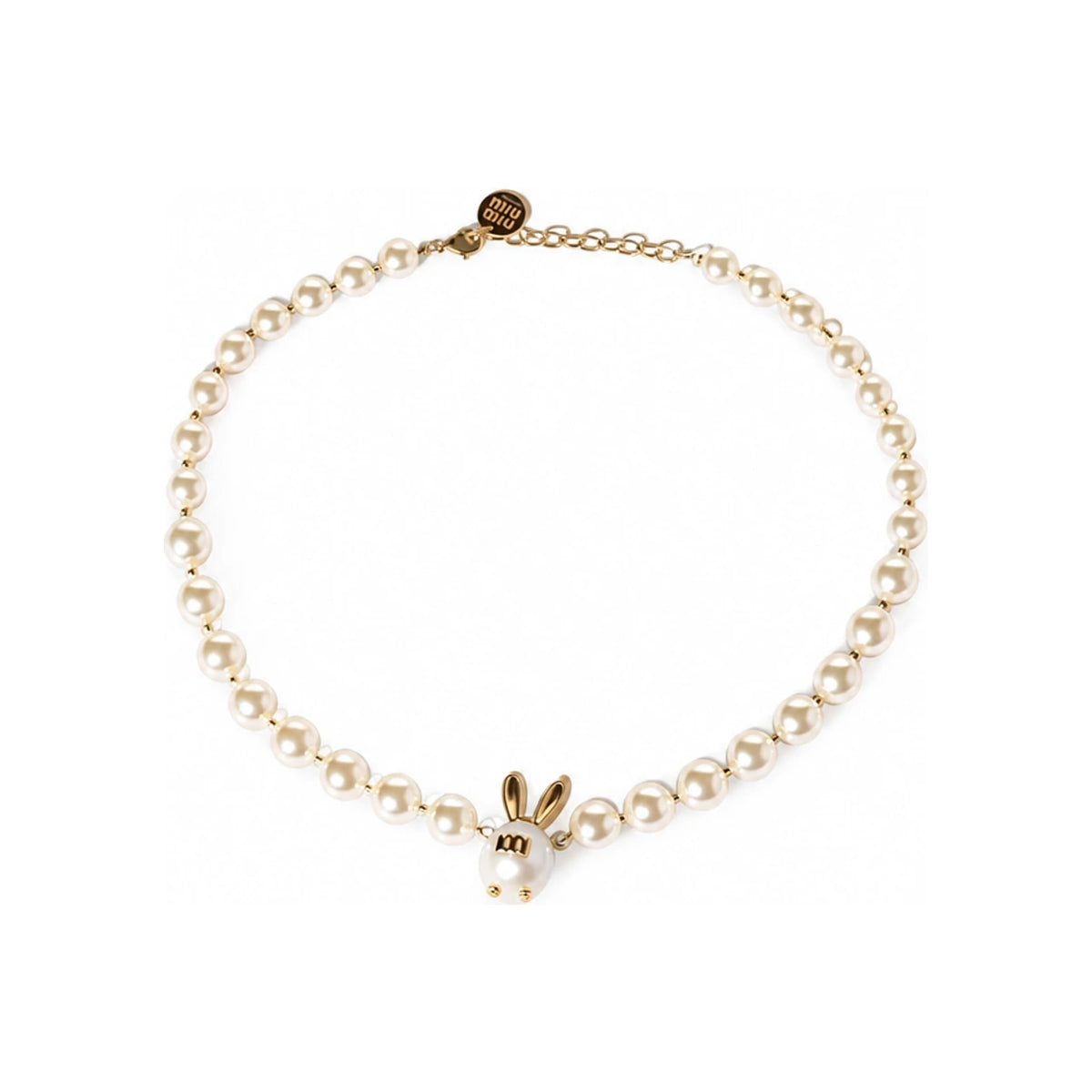 Miu Miu Metal and Pearl Necklace 5IC348 2G9O F0SAJ