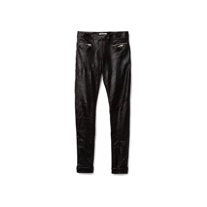 Miu Miu Black Leather Classic Pants MPP421 19E6 F0003