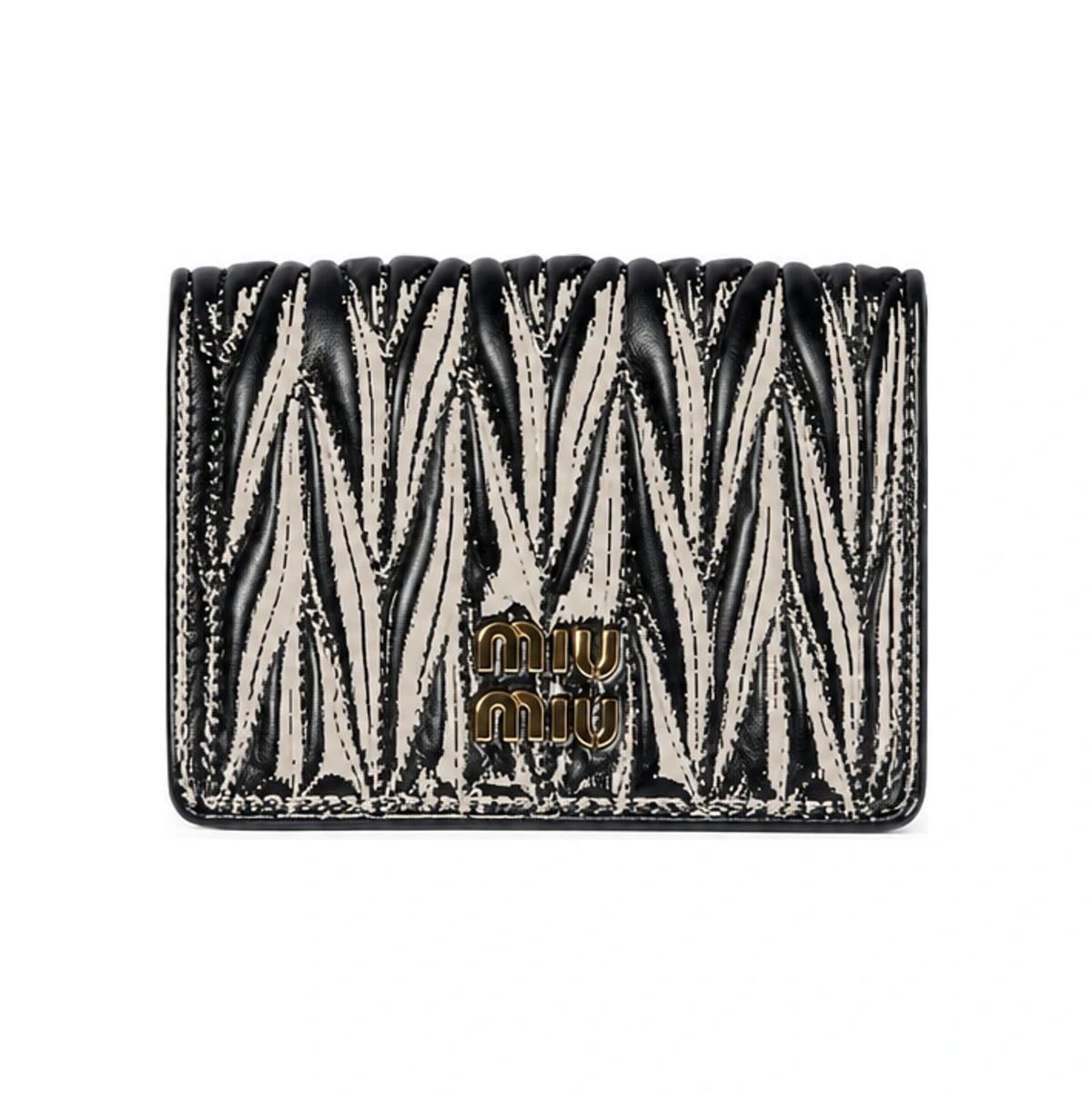 Miu Miu Small Matelassé Nappa Leather Card Holder Black 5MV21M AFPP F0002
