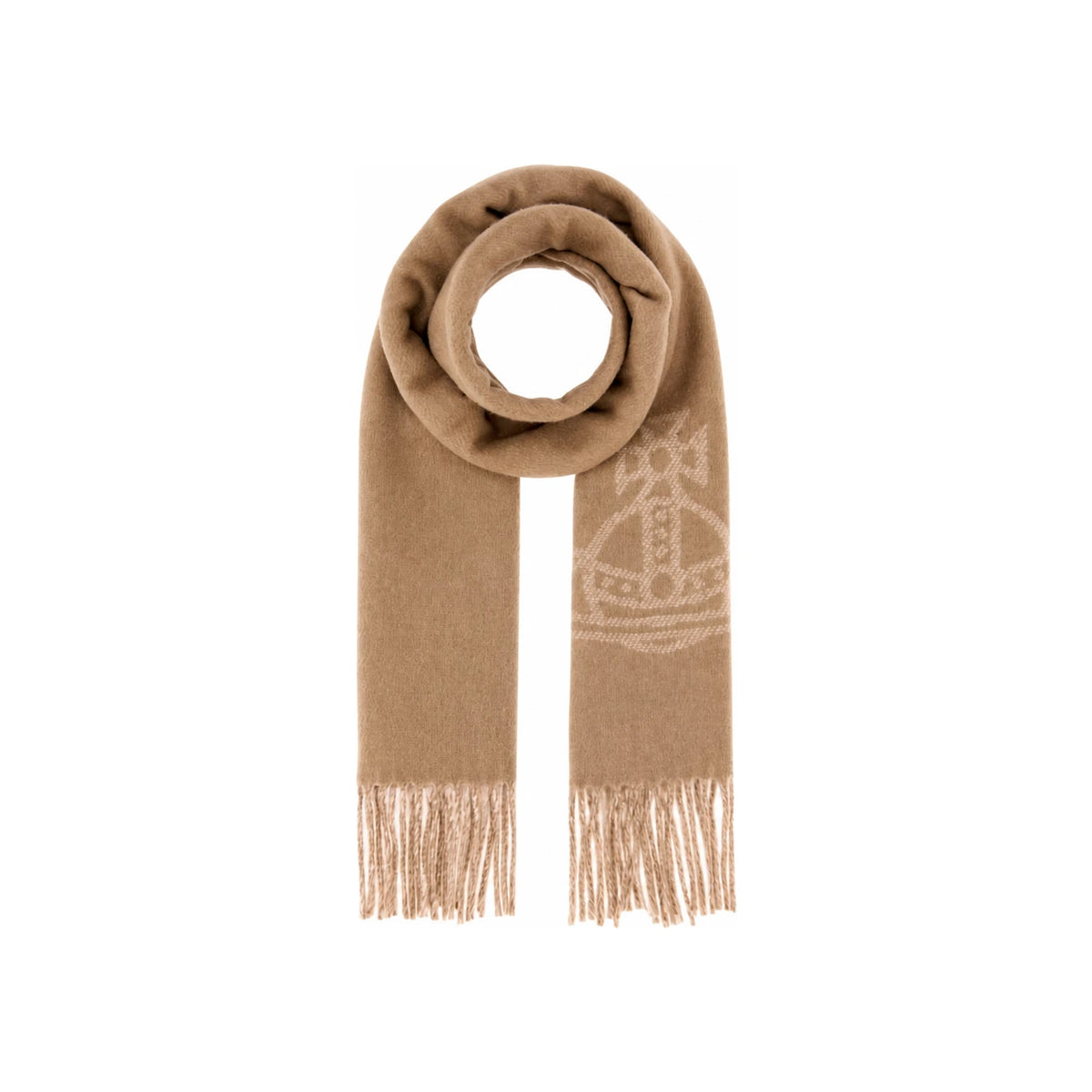 Vivienne Westwood ORB Logo Double-Face Wool Fringe Scarf