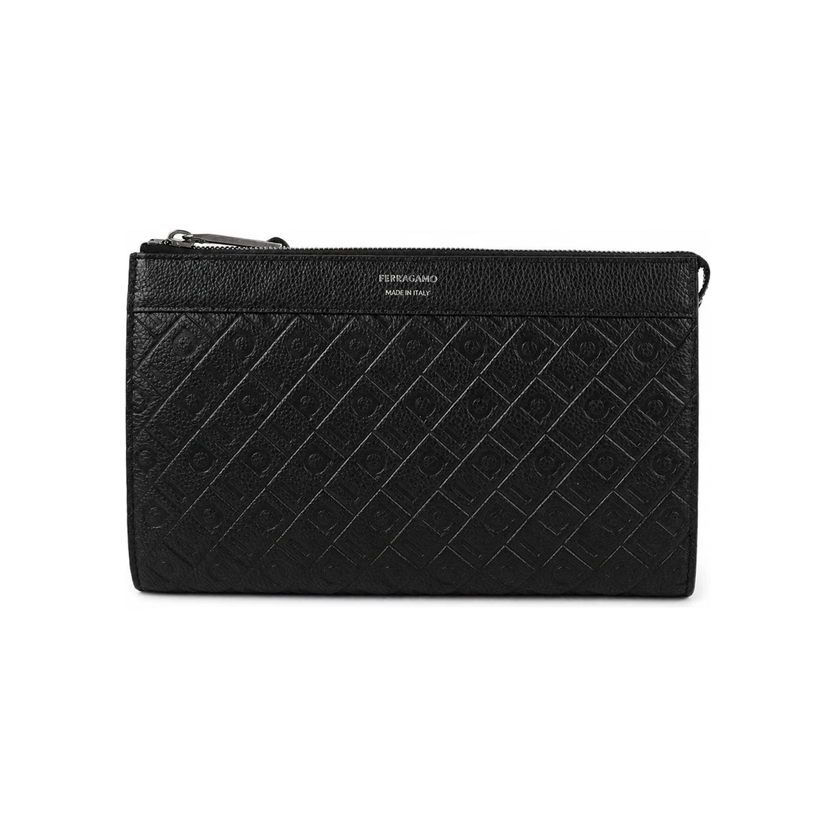 Ferragamo Monogram Leather Pouch Black