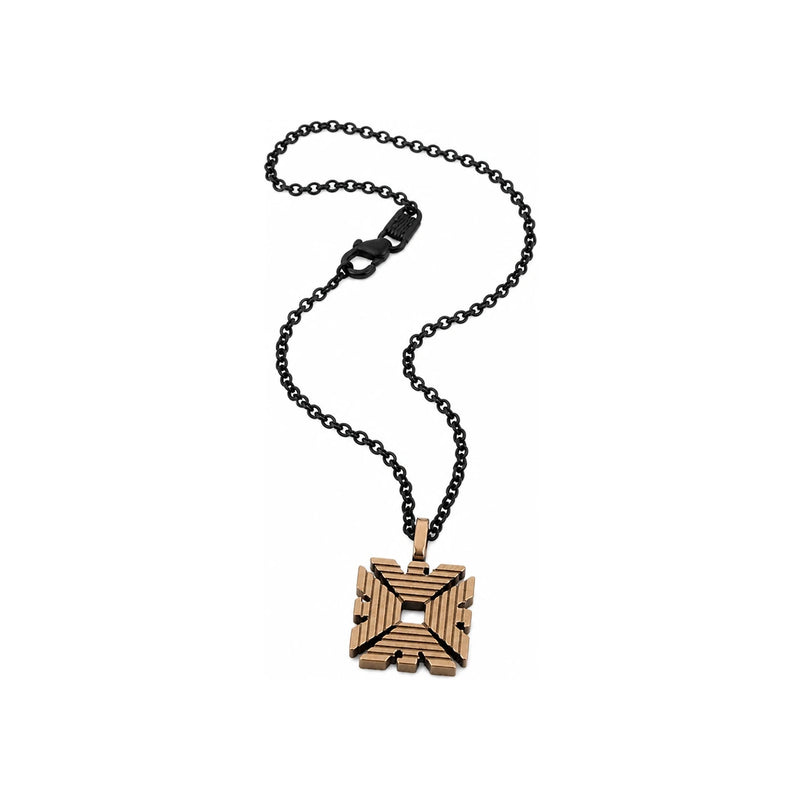 Emporio Armani Gold-Tone Eagle Logo Pendant Black Chain Steel Necklace EGS2867
