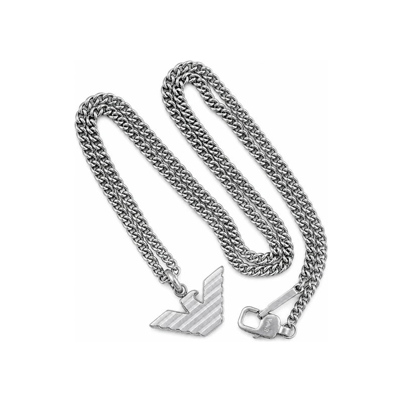 Emporio Armani Silver-Tone Eagle Logo Stainless Steel Pendant Necklace
