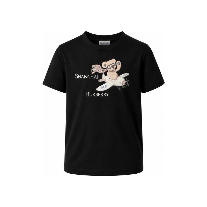 BURBERRY Women’s Shanghai Bear Print Short Sleeve T-Shirt Black 8127199