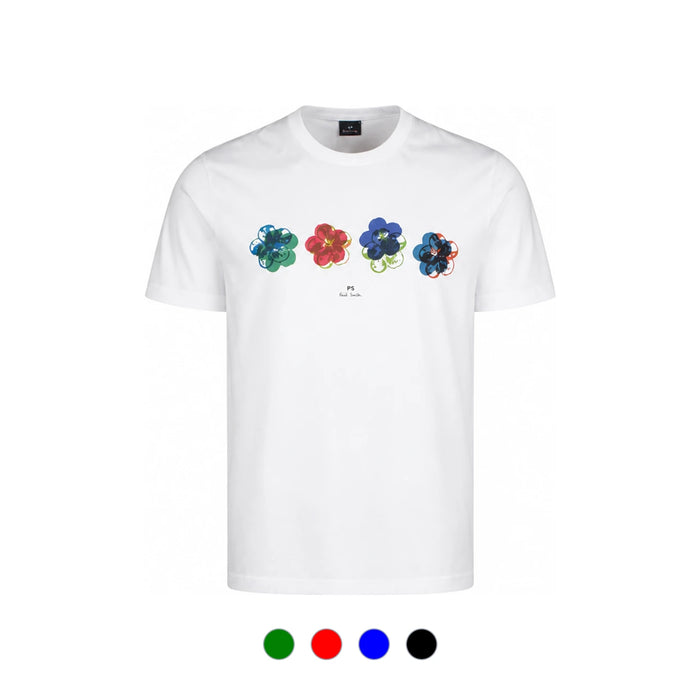 Paul Smith Floral Print Regular Fit T-Shirt White WP5851 01