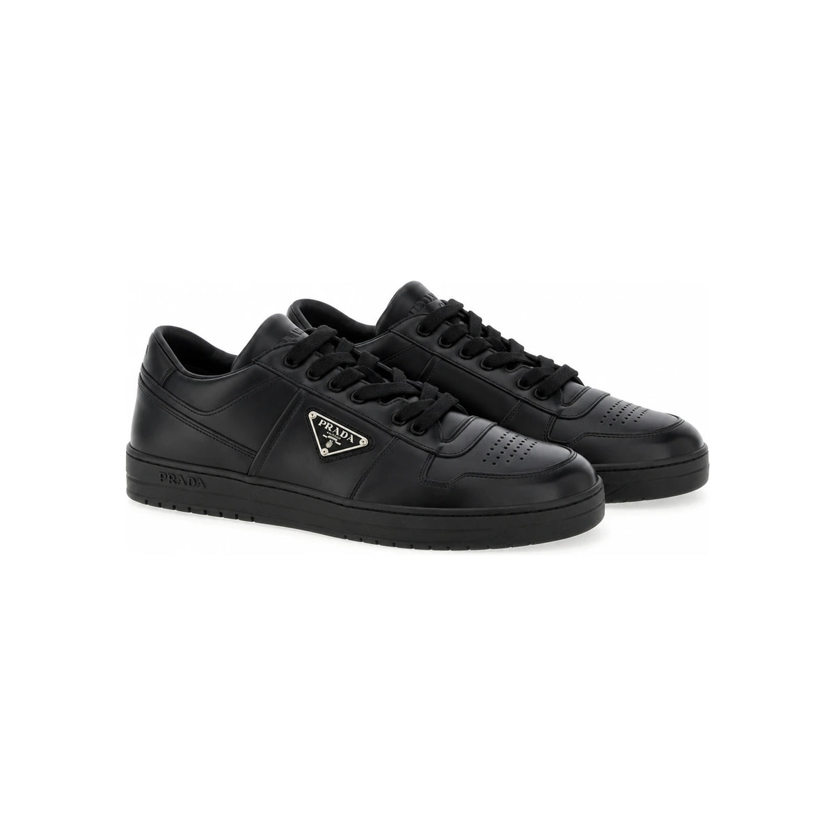 PRADA Black Leather Low-Top Sneakers