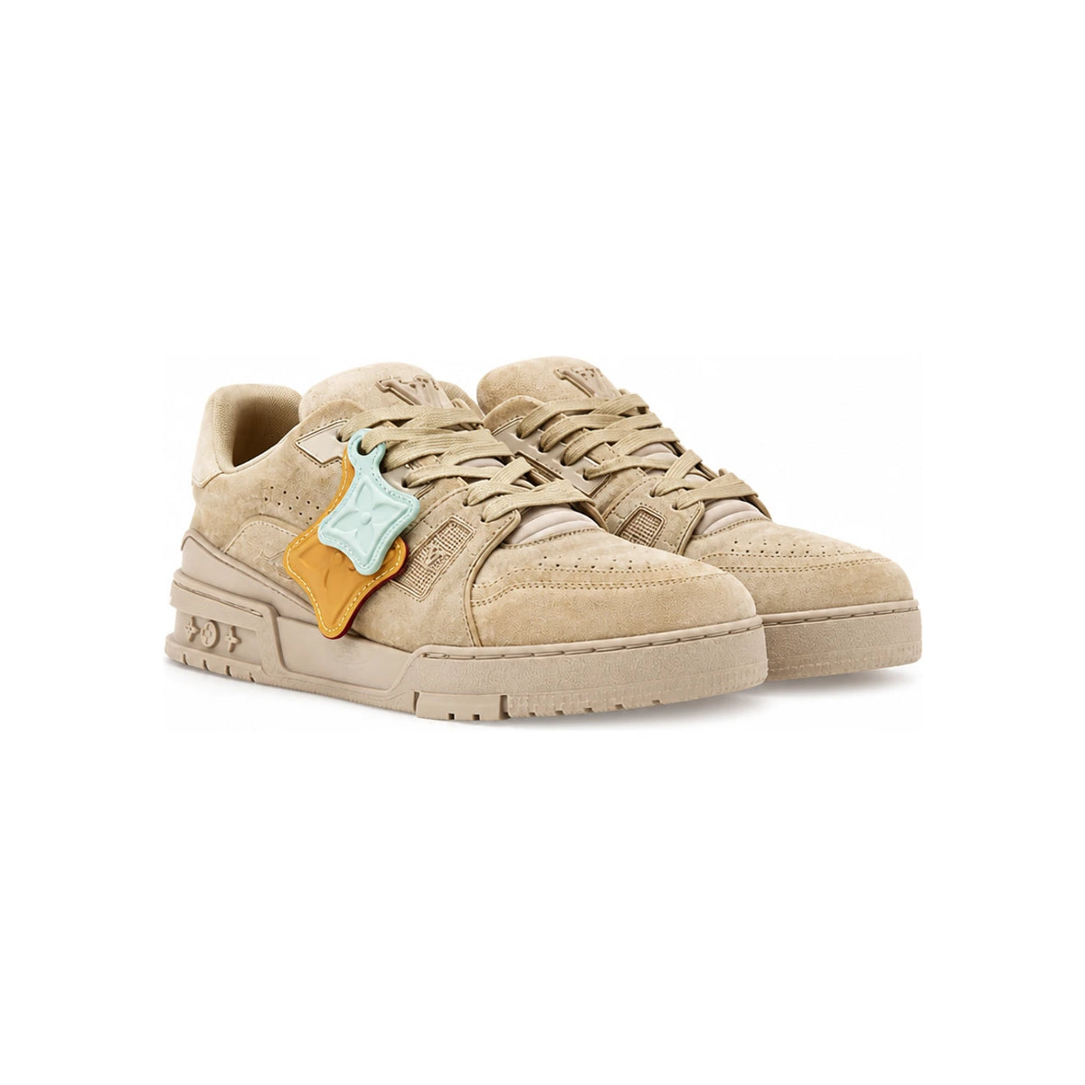 Louis Vuitton LV Trainer Distressed Beige Men's Low-Top Sneakers