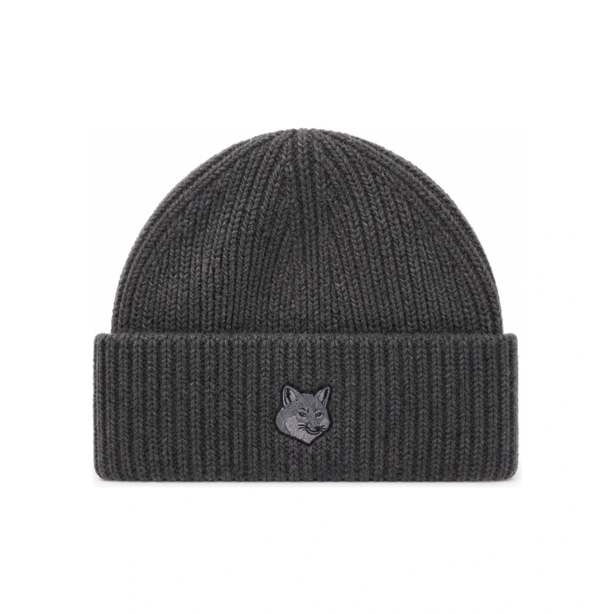 Maison Kitsune Wool Beanie Hat for Men Navy