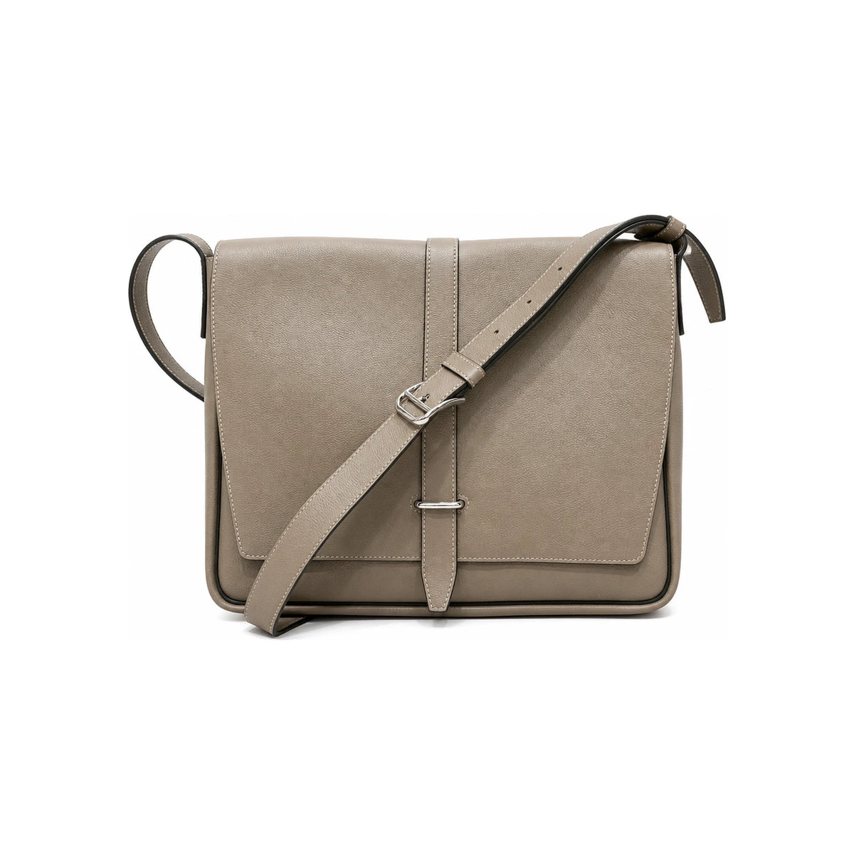 HERMES Etoupe Leather Steve Light Junior Messenger Crossbody Bag