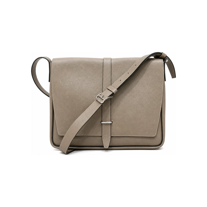HERMES Etoupe Leather Steve Light Junior Messenger Crossbody Bag