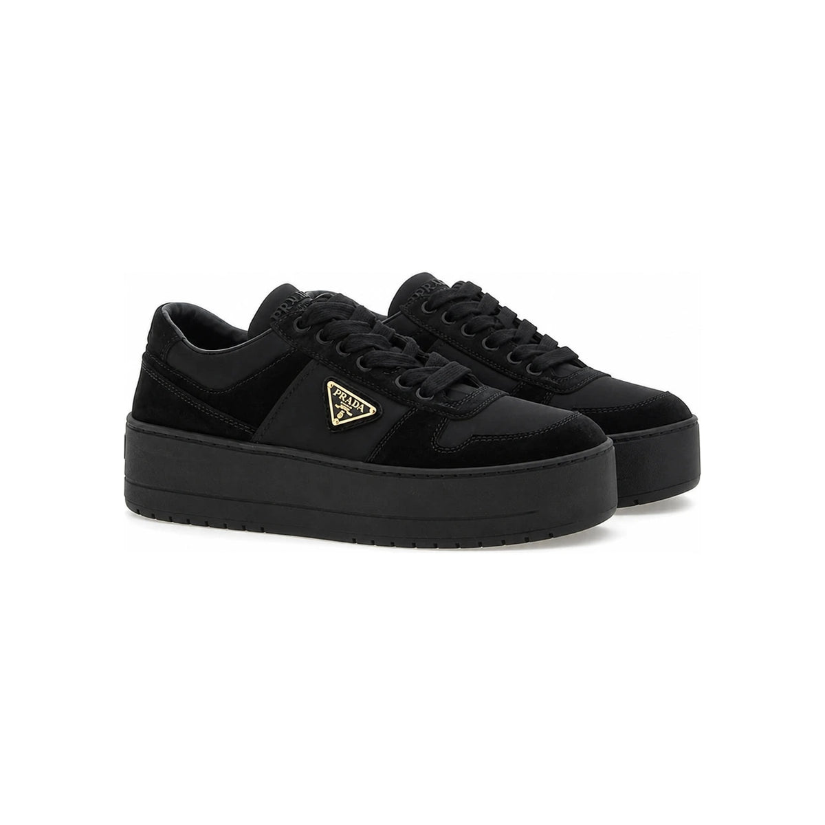 PRADA Black Leather Low Top Sneakers